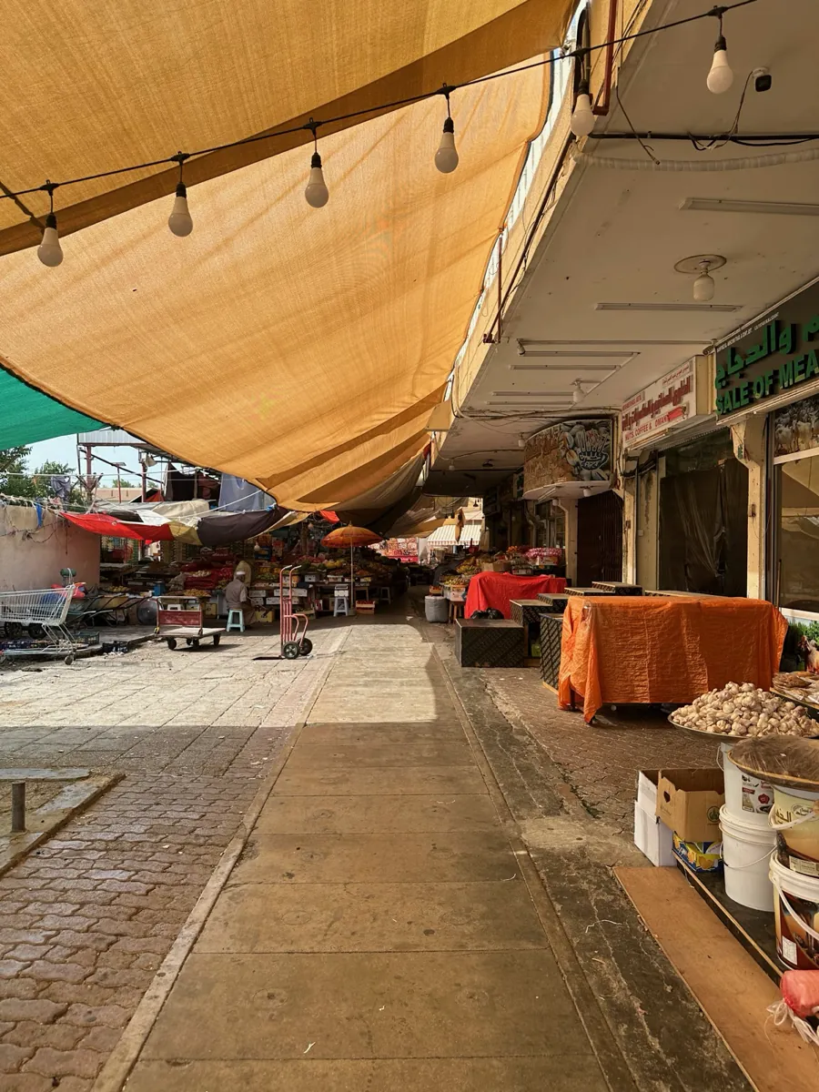 Covered market street at noon